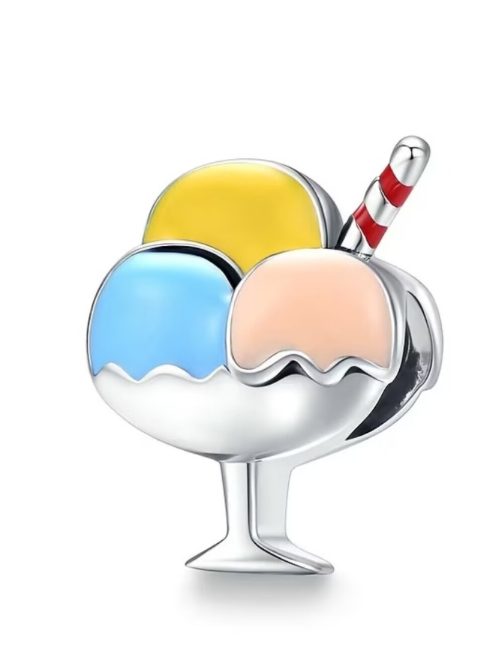 Ice Cream Sundae Enamel Charm - Yellow, Blue, Peach
